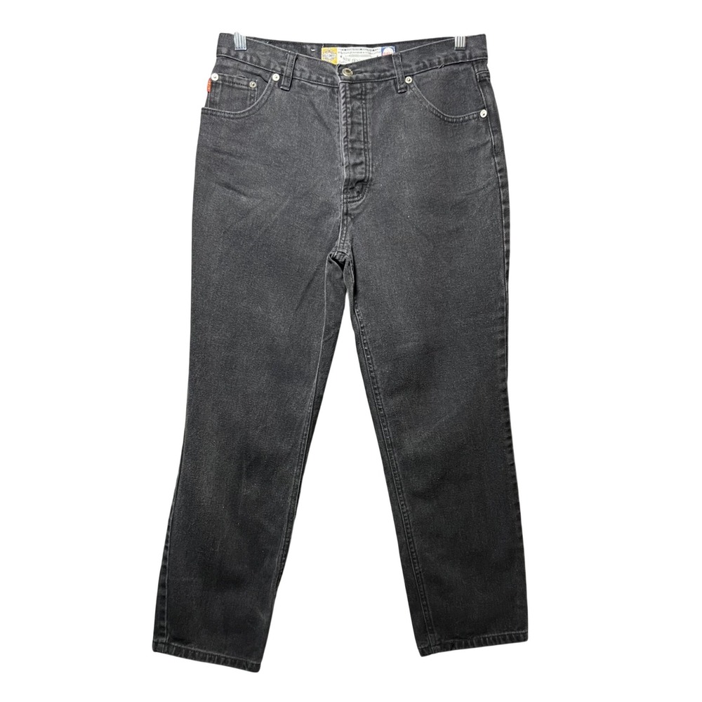Vintage Bugle Boy Gold Crest 90s Jeans 34x30 Faded Black Denim Button Fly Loose‎